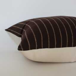 Last Chance ~ Dark Brown Pillow Cover, Striped Throw Pillow, Moody Cream Cushion Cover -- Catelia - thumbnail 3