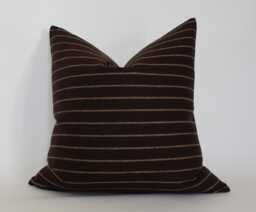 Last Chance ~ Dark Brown Pillow Cover, Striped Throw Pillow, Moody Cream Cushion Cover -- Catelia
