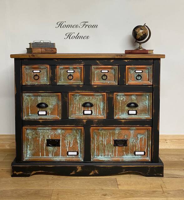 Available For Commission Merchants Chest/Of Drawers Black Copper Rustic Industrial Hand Painted Custom Apothecary - image 1