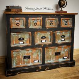 Available For Commission Merchants Chest/Of Drawers Black Copper Rustic Industrial Hand Painted Custom Apothecary - thumbnail 2