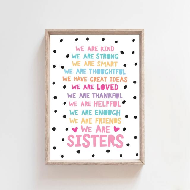 Sister Bedroom Print, Lil Sis Big Prints, Sibling Girls Gift, Colourful, Wall Art, Art - image 1