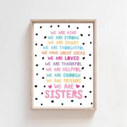 Sister Bedroom Print, Lil Sis Big Prints, Sibling Girls Gift, Colourful, Wall Art, Art - thumbnail 1