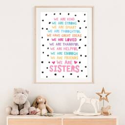 Sister Bedroom Print, Lil Sis Big Prints, Sibling Girls Gift, Colourful, Wall Art, Art - thumbnail 3