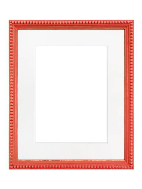 Crown Red Photo Frame With White Mount, Wooden Bobbin Distressed - image 1