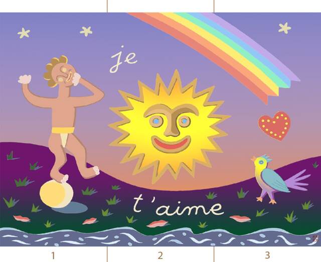 Claire Fontaine Collection Scenic 8. Delightful French Nursery Rhyme Wall Art, Bright Dreamy Rainbow Kids Mural, Inspire Vivid Imagination - image 1