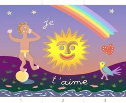 Claire Fontaine Collection Scenic 8. Delightful French Nursery Rhyme Wall Art, Bright Dreamy Rainbow Kids Mural, Inspire Vivid Imagination