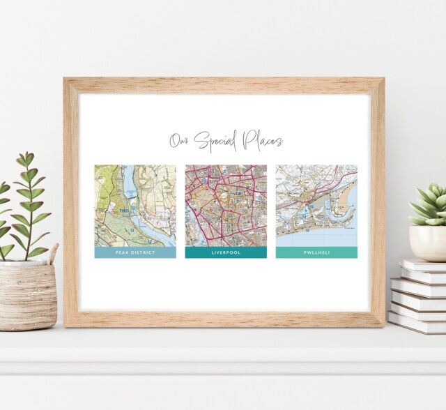 Personalised Favourite UK Places Map Print Os Maps Home Housewarming Journey Frame Keepsake Location Homeowner Squares - image 1