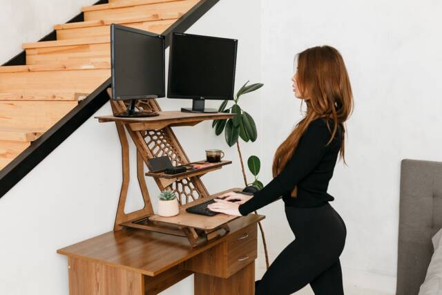 Standing Desk, Laptop Stand, Wood Work Station, Home Office, Modern Desk, Adjustable Desk Sit Stand Desk - image 1