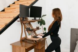 Standing Desk, Laptop Stand, Wood Work Station, Home Office, Modern Desk, Adjustable Desk Sit Stand Desk - thumbnail 1
