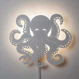 Octopus Kids Wall Light, Ocean Nursery Sconce. Hanging Animal Plug in Lamp - thumbnail 4
