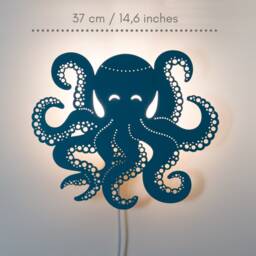 Octopus Kids Wall Light, Ocean Nursery Sconce. Hanging Animal Plug in Lamp - thumbnail 2
