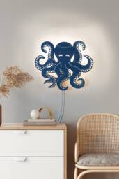 Octopus Kids Wall Light, Ocean Nursery Sconce. Hanging Animal Plug in Lamp