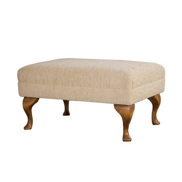 Medium Footstool in A Portobello Boucle Straw Upholstered Fabric - Handmade The UK - image 1