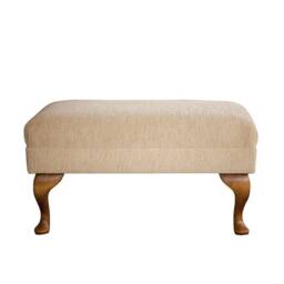 Medium Footstool in A Portobello Boucle Straw Upholstered Fabric - Handmade The UK - thumbnail 2