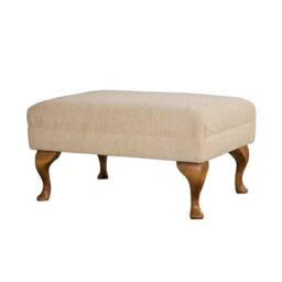 Medium Footstool in A Portobello Boucle Straw Upholstered Fabric - Handmade The UK