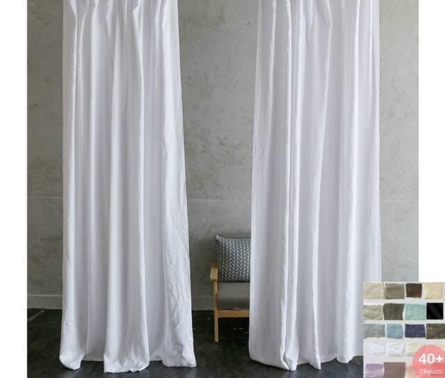 Linen Curtains Panels, Custom - White, Grey, Cream, Pink, Blue, Stripe, Chevron, 80+ Colors, Size, Made - image 1