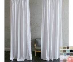 Linen Curtains Panels, Custom - White, Grey, Cream, Pink, Blue, Stripe, Chevron, 80+ Colors, Size, Made - thumbnail 1