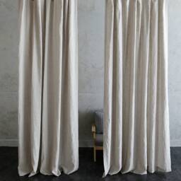 Linen Curtains Panels, Custom - White, Grey, Cream, Pink, Blue, Stripe, Chevron, 80+ Colors, Size, Made - thumbnail 3