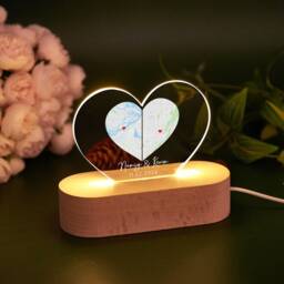 Custom Two Location Heart Night Light, Personalized Map Print, Nightlight For Friends Long Distance, Engaged Couples Gift, Anniversary Gift - thumbnail 2