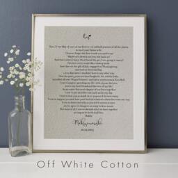 Wedding Vow Print, Wall Art, Cotton Anniversary Gift For Him, Linen Fabric, Wife, Gifts Men - thumbnail 2