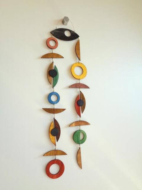 Mid Century Modern Wood Wall Mobile 23-Inch Plywood Hanging Decor - image 1