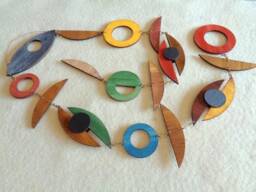 Mid Century Modern Wood Wall Mobile 23-Inch Plywood Hanging Decor - thumbnail 2