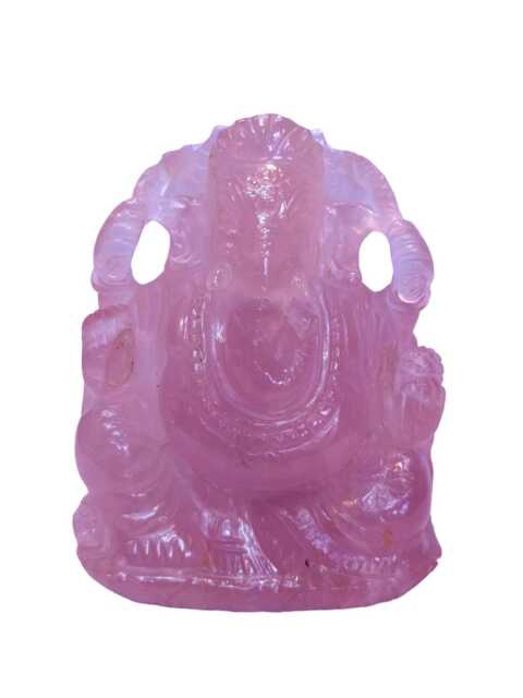 Rose Quartz Ganesh Statue - Pink Ganesha Hindu Idol Spiritual Healing Crystal Altar Gifts - image 1
