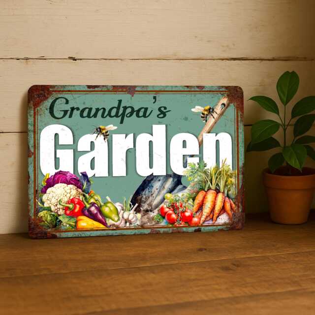 Personalised Garden Sign, Tin Outdoor Wall Art, Shed Gift For Grandad - image 1