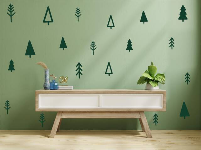 50 X Minimalist Scandi Nordic Tree Stickers For Children's Bedroom Decor, Vinyl Wall Art, Decal, Sticker, Removable, Decoration, Nursery - image 1