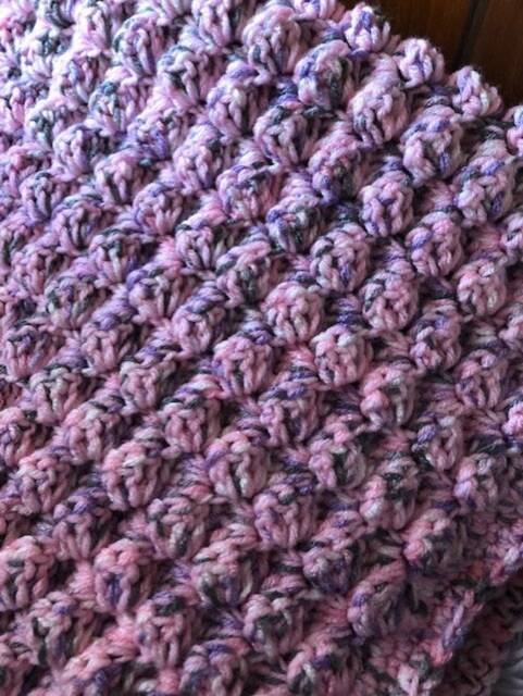 Crocheted Baby Blanket - Pink/Purple Pink Variegated - image 1