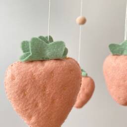 Felt Strawberry Baby Mobile Woodland Nursery Decor - thumbnail 2
