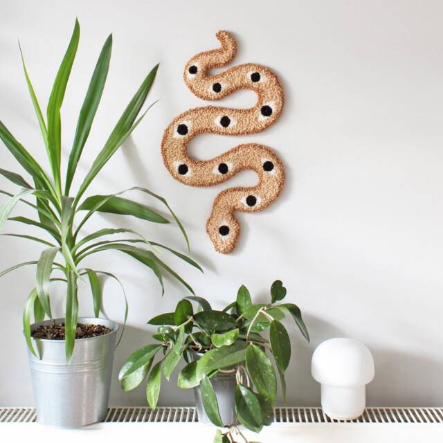 All Seeing Snake Wall Decor, Unique Punch Needle Hanging, Mystic Art, Eye & Serpent Tufted Rug, Gift For Lover - image 1