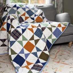 Hour Glass Memory Quilt Blanket Made From A Loved One's Clothing - thumbnail 2