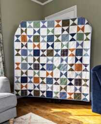 Hour Glass Memory Quilt Blanket Made From A Loved One's Clothing - thumbnail 1
