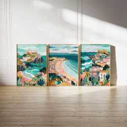 Set Of 3 Tenby Posters, Welsh Coastal Wall Art, Seaside Print Set, Beach Decor, Modern Travel Artwork, British Landscape - thumbnail 2