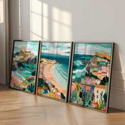 Set Of 3 Tenby Posters, Welsh Coastal Wall Art, Seaside Print Set, Beach Decor, Modern Travel Artwork, British Landscape - thumbnail 3