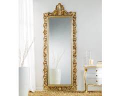 Large Baroque Rococo Mirror Full Length Antique Gold Leaf - Made in Italy French Carved Frame Victorian Mirror Home Decor # 8067 - thumbnail 1