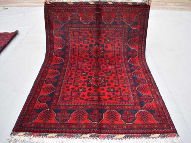 Handwoven Red Afghan Rug 3x5 Wool Turkmen Tribal Rug - image 1