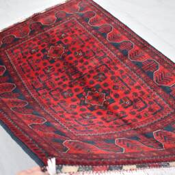 Handwoven Red Afghan Rug 3x5 Wool Turkmen Tribal Rug - thumbnail 3
