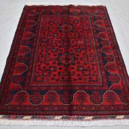 Handwoven Red Afghan Rug 3x5 Wool Turkmen Tribal Rug - thumbnail 2