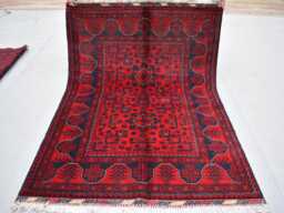 Handwoven Red Afghan Rug 3x5 Wool Turkmen Tribal Rug - thumbnail 1