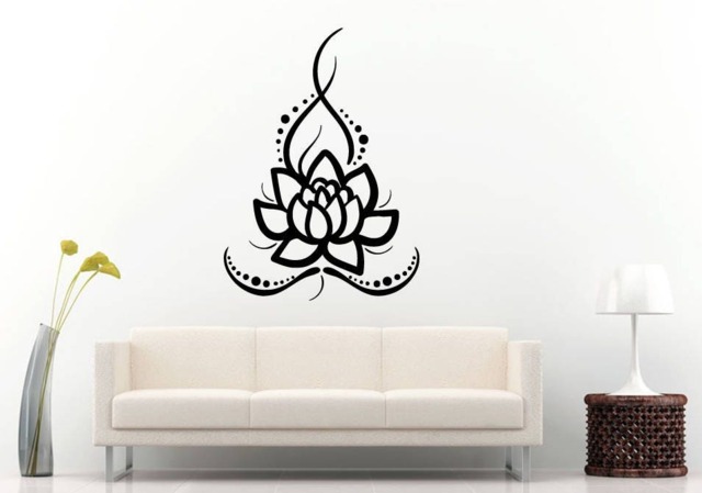 Lotus Flower Floral Design Yoga Studio Mandala Henna Mehndi Namaste Om Meditation Wall Sticker Decal Vinyl Mural Decor Art L2232 - image 1