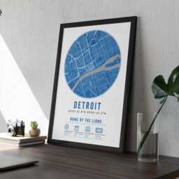 Detroit Lions Stadium Map Print Unique Framed Gift - For Him Dad Brother Granddad Uncle American Football Poster Decor - thumbnail 3
