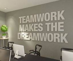 Teamwork Makes The Dreamwork, 3D Office Wall Art, Meeting Room Decor, Inspirational & Motivational Skutwdw