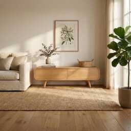 Small Tv Stand, Media Stand in Solid Oak With Push To Open Doors, Record Storage, Sideboard, Console Bookshelves, Cabinet