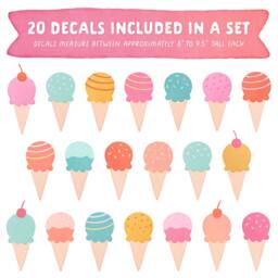 Ice Cream Wall Decals - Girl Nursery Decor, Reusable Stickers, Kids Room Art, Home Decor Gift - thumbnail 2