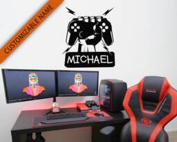 Custom Name Gamer Wall Decal Gaming Room Decor - thumbnail 1