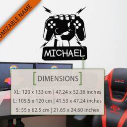 Custom Name Gamer Wall Decal Gaming Room Decor - thumbnail 2