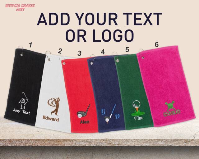 Personalised Embroidered Golf Towels, Custom Monogram Sports Towel, Minimalist Towels Gift For Lover, Birthday Gifts Dad - image 1