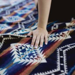 Handwoven, Reversible Ethno Blanket - Boho Style Throw Navajo - Corazon Blue - thumbnail 1